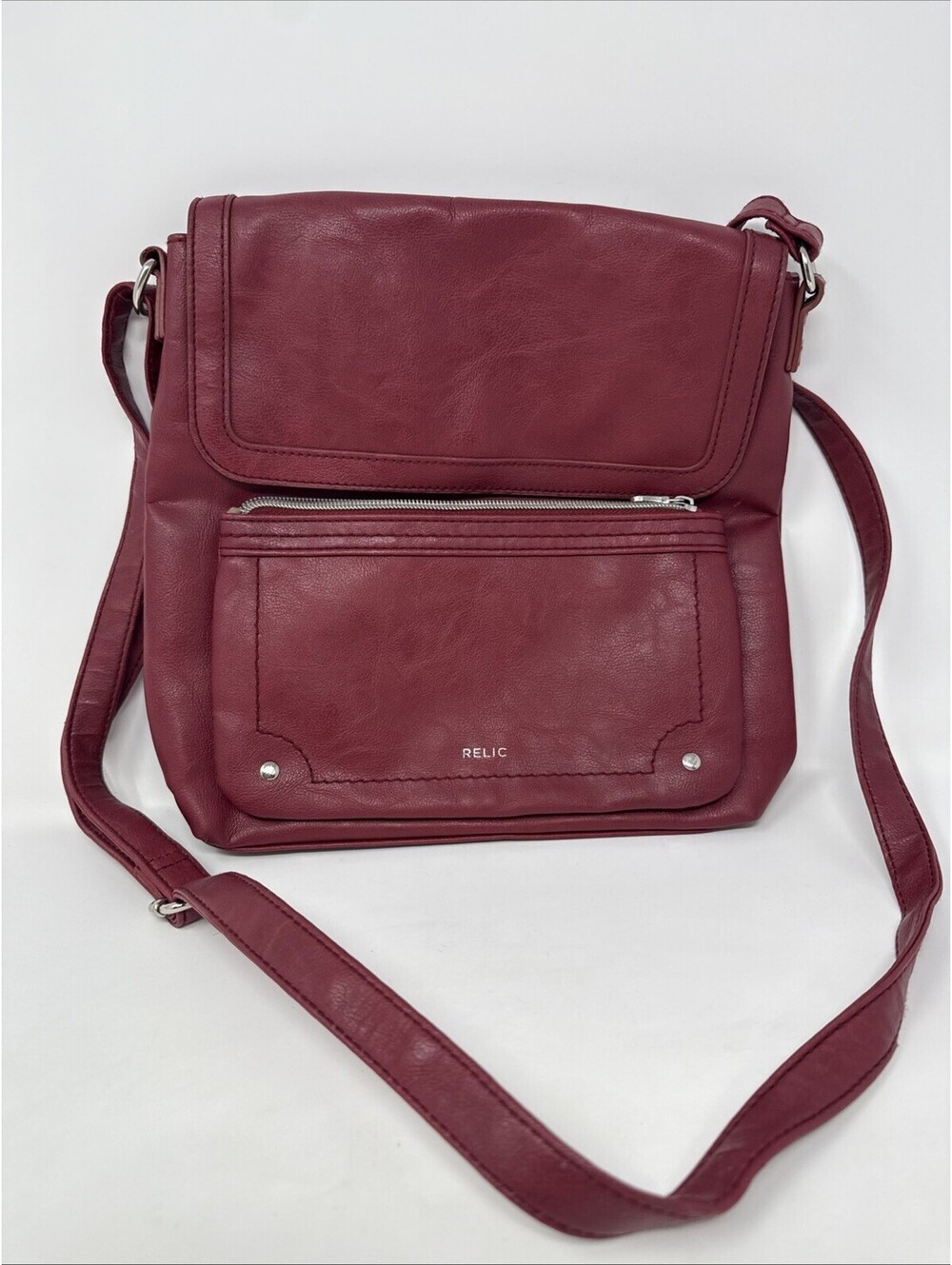 RELIC by Fossil Burgundy Faux Leather Crossbody Shoulder Bag Adjustable Strap